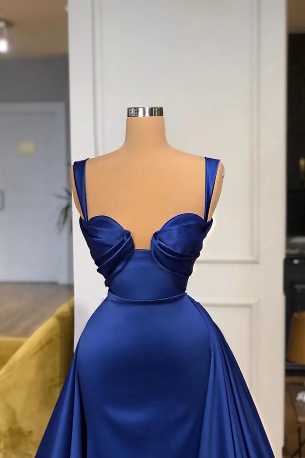 Chic Royal Blue Straps Sweetheart Prom Dress Overskirt Long - Image 3