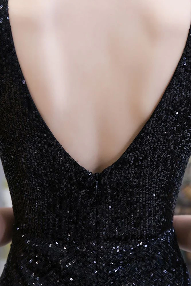 Chic Shining V-neck Silver Sequin Sleeveless Prom Jumpsuit - Image 20
