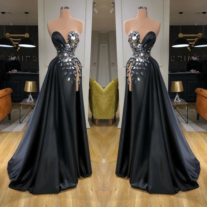 Chic Sweetheart Crystal Long Prom Dress With Split Online - Image 2