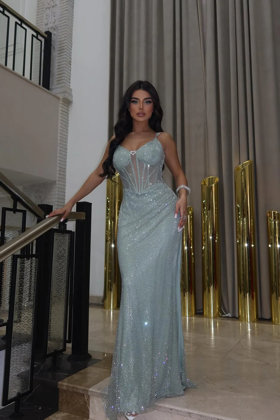 Chic Sweetheart Spaghetti-Strap Sleeveless Mermaid Prom Dresses Sheath With Lace-Up Back - Image 5