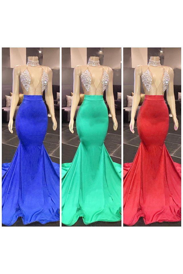 Chic Yellow Sleeveless Crystals Sheer Tulle Prom Dresses New Arrival Mermaid Formal Evening Gowns - Image 2