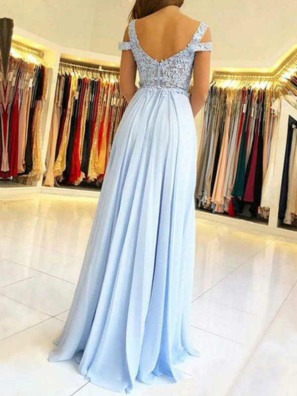 Classic Chiffon Evening Dress A Line V Neck Floor Length Split Front Party Dresses Evening Dresses - Image 2