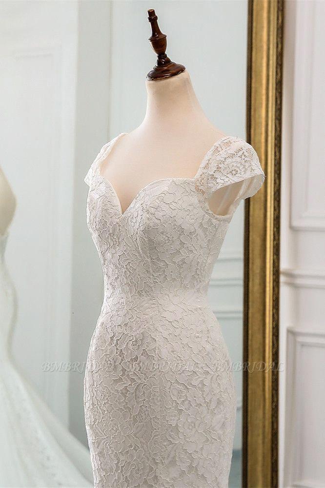 Classic Cap Sleeve Aweetheart Floral Lace Slim Mermaid Wedding Dress Lace up Wedding Party - Image 3