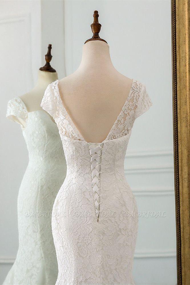 Classic Cap Sleeve Aweetheart Floral Lace Slim Mermaid Wedding Dress Lace up Wedding Party - Image 4