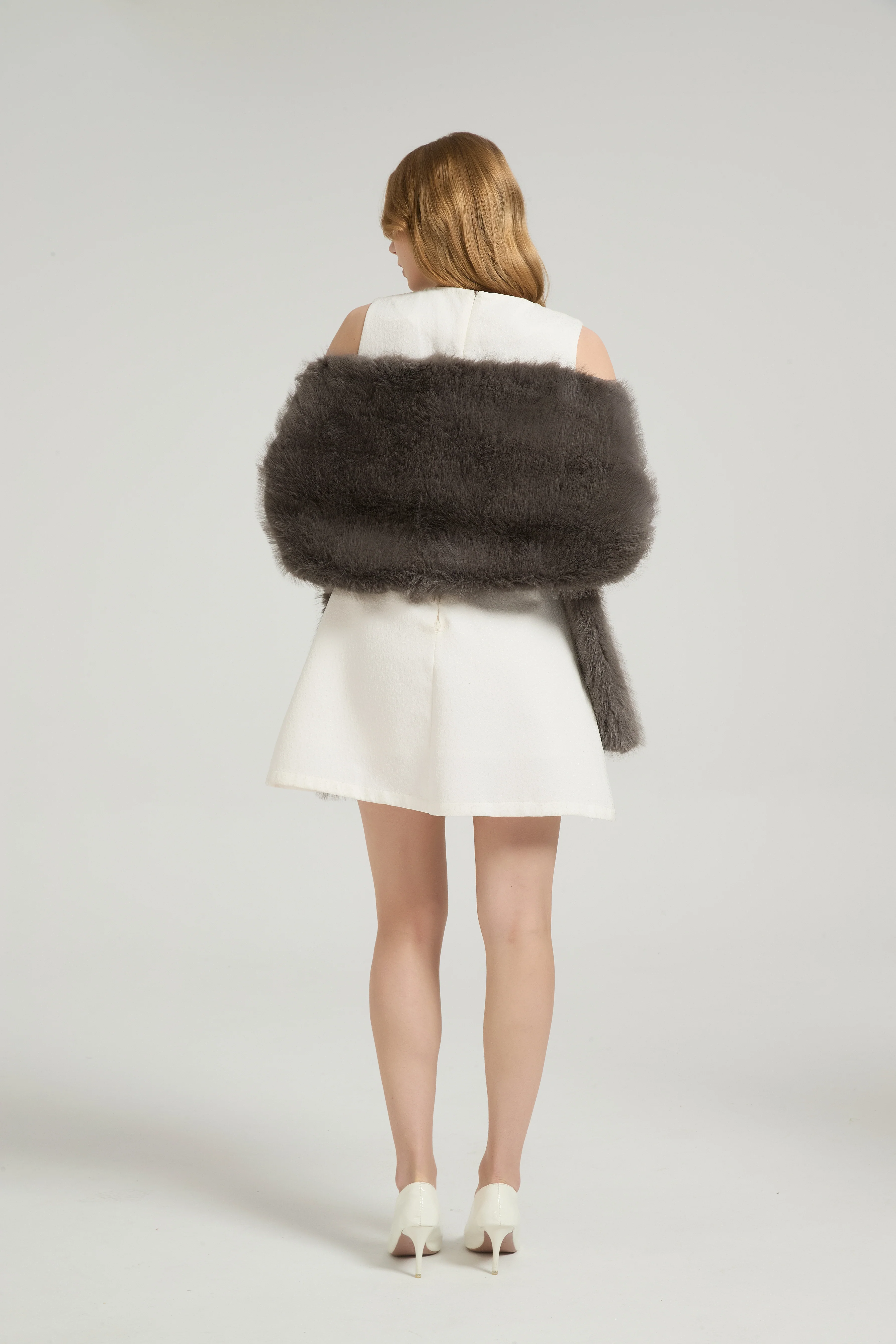 Classic Faux Fur Sleeveless Wedding Wraps Rectangle Bridal Cover - Image 21