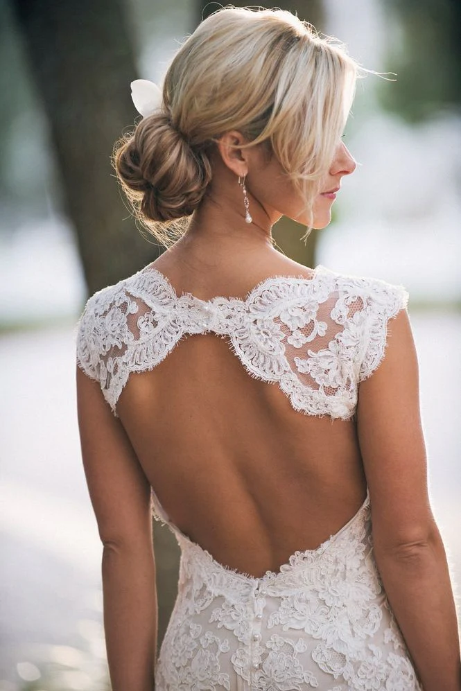 Classic Full Lace Wedding Dress Open Back Sleeveless Summer Bridal Gowns - Image 2