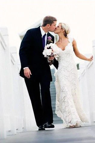 Classic Full Lace Wedding Dress Open Back Sleeveless Summer Bridal Gowns - Image 4
