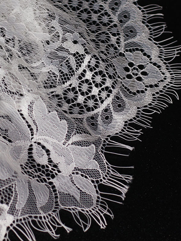 Classic Ivory Two-Tier Lace Tulle Cut Edge Wedding Veils - Image 8