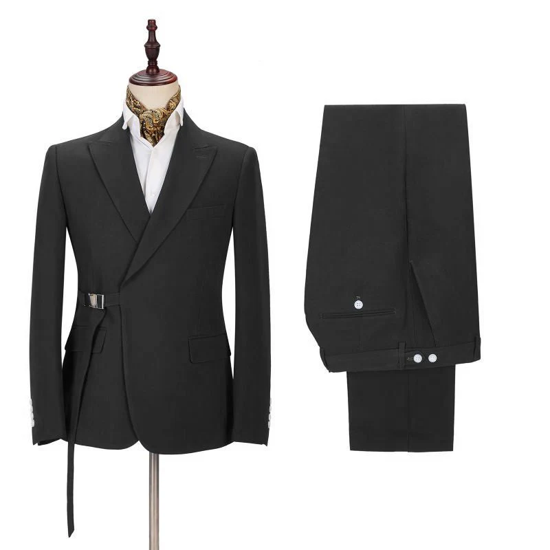 Classic Men's Formal Suit Online Peak Lapel Buckle Button Suit for Men - Image 2
