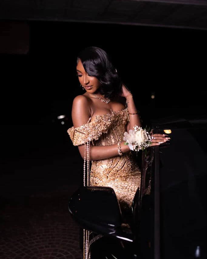 Classic Off-The-Shoulder Mermaid Prom Dresses Column Long With Gem - Image 4