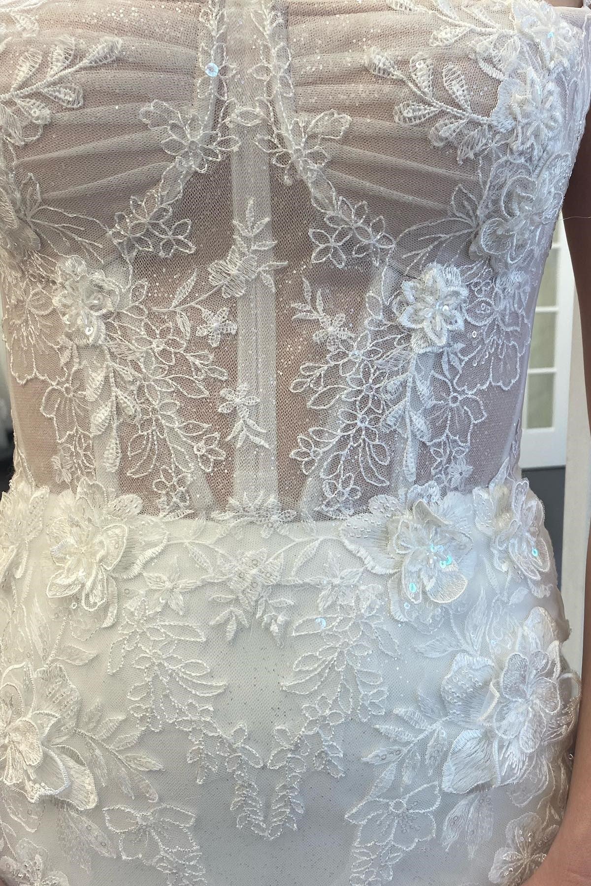 Classy Square Spaghetti-Straps Sleeveless Wedding Dresses Mermaid With Appliques Lace - Image 2
