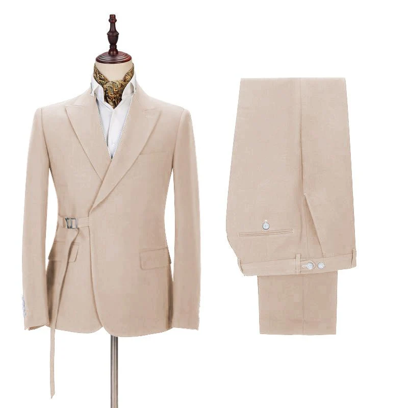 Classy Champagne Men's Casual Suit for Buckle Button Formal Groomsmen Suit for Wedding - Image 2