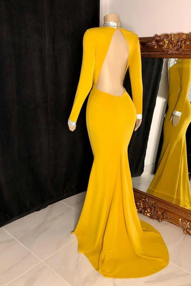 Curvy Long Sleevess Open Back Mermaid Evening Dresses - Image 2