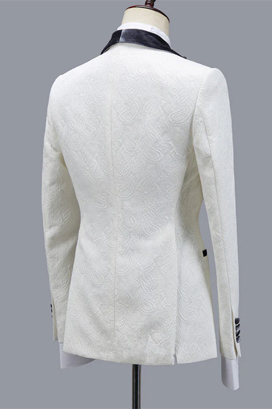 Custom design Jacquard Slim Fit Shawl Lapel Wedding Men Suits - Image 2
