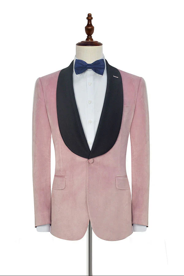 Custom design Pink Wedding Tuxedos Black Silk Shawl Lapel Marriage Suits for Men - Image 2