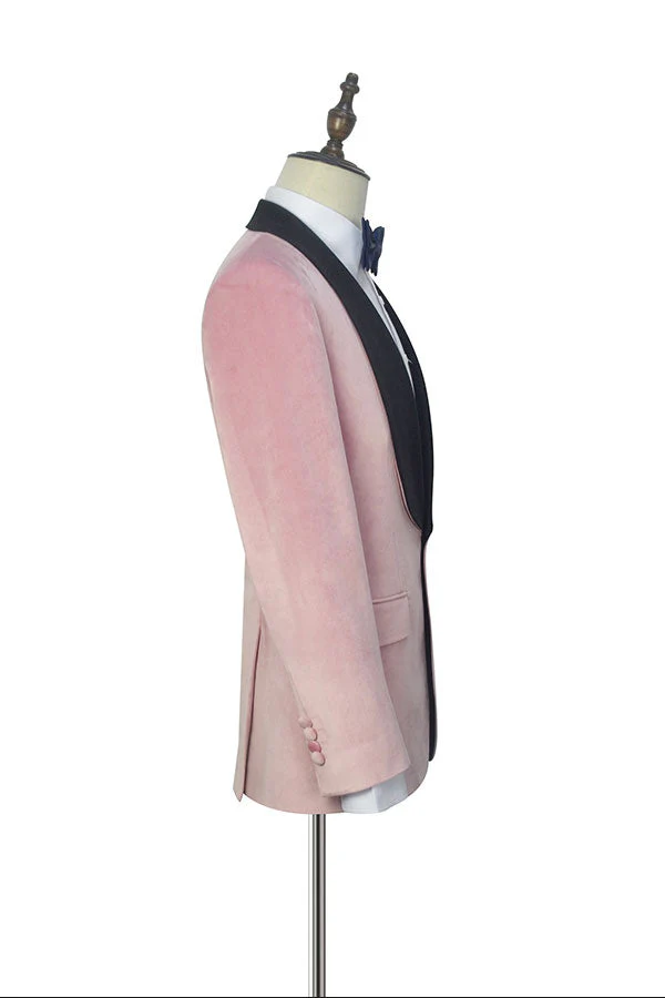 Custom design Pink Wedding Tuxedos Black Silk Shawl Lapel Marriage Suits for Men - Image 3