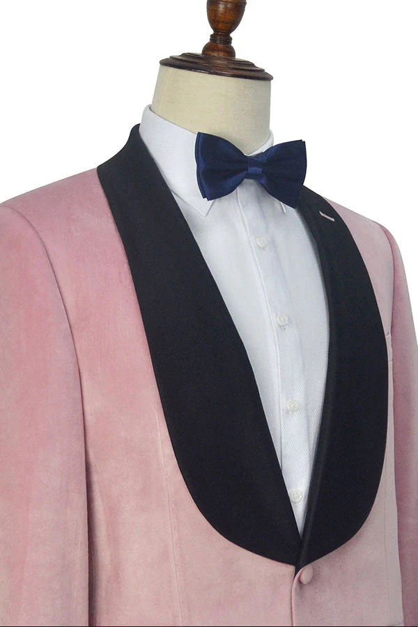 Custom design Pink Wedding Tuxedos Black Silk Shawl Lapel Marriage Suits for Men - Image 4