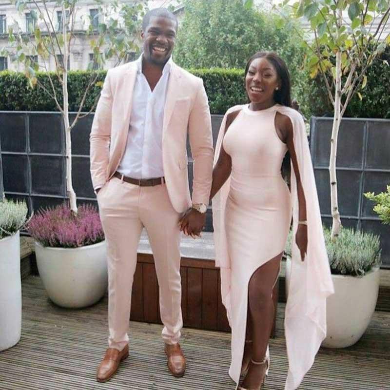 Classy Pink Two-Pieces Slim Fit Prom Party Gown Outfits for Men - Image 2