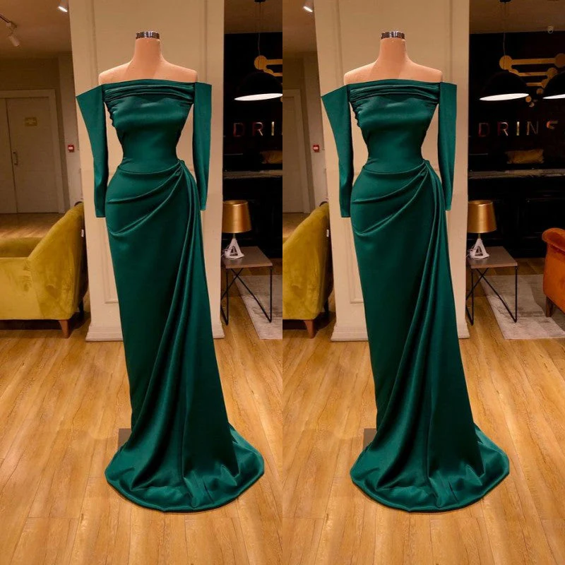 Dark Green Off-the-Shoulder Mermaid Prom Dress Long Evening Gowns Online - Image 2