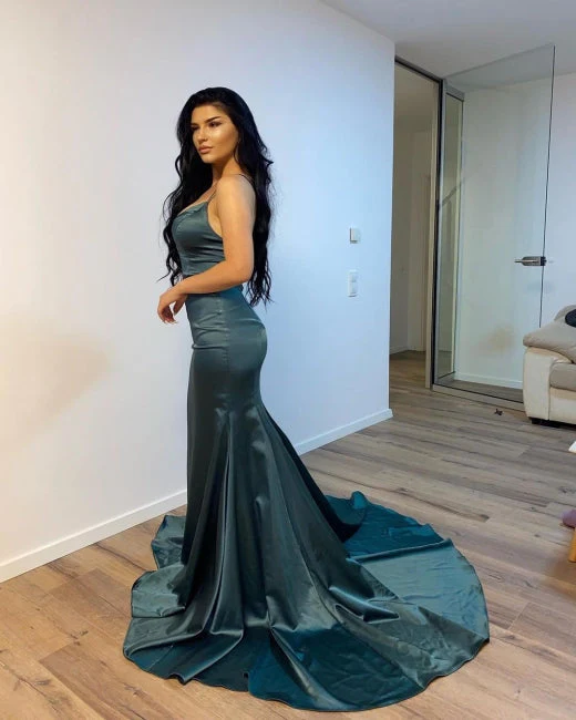 Gorgeous Dark Green V-neck Prom Dresses Long Mermaid - Image 3