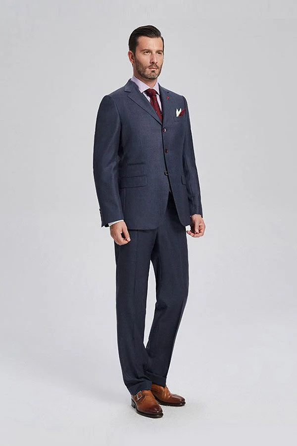 Dark Navy Mens Suits Three Piece Suits for Men with Double Breasted Vest - Image 2