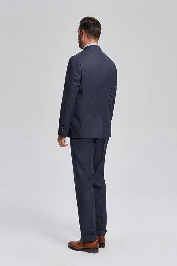 Dark Navy Mens Suits Three Piece Suits for Men with Double Breasted Vest - Image 3