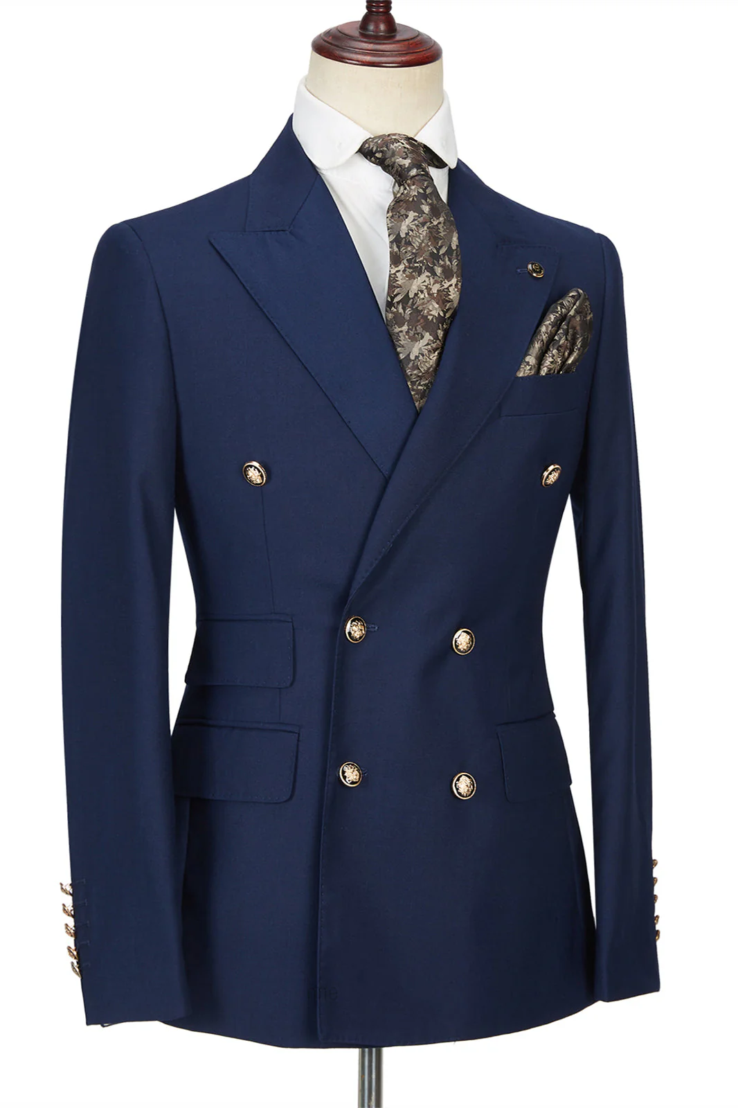 Dark Navy Peak Lapel Double Breasted Formal Men Suit for Prom - Image 3