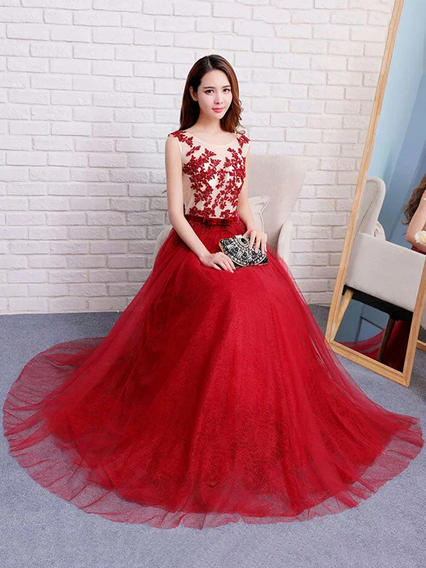 Stunning Dark Navy Evening Dresses Long Tulle Evening Dress Lace Illusion Floor Length Formal Dress - Image 6