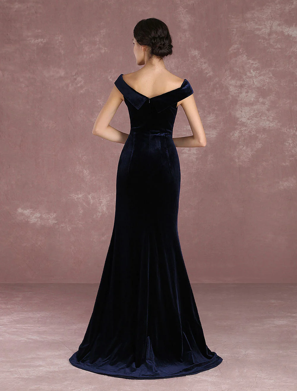 Dark Navy Slit Party Dress With Train Inspired By Taraji P. Henson - Image 10