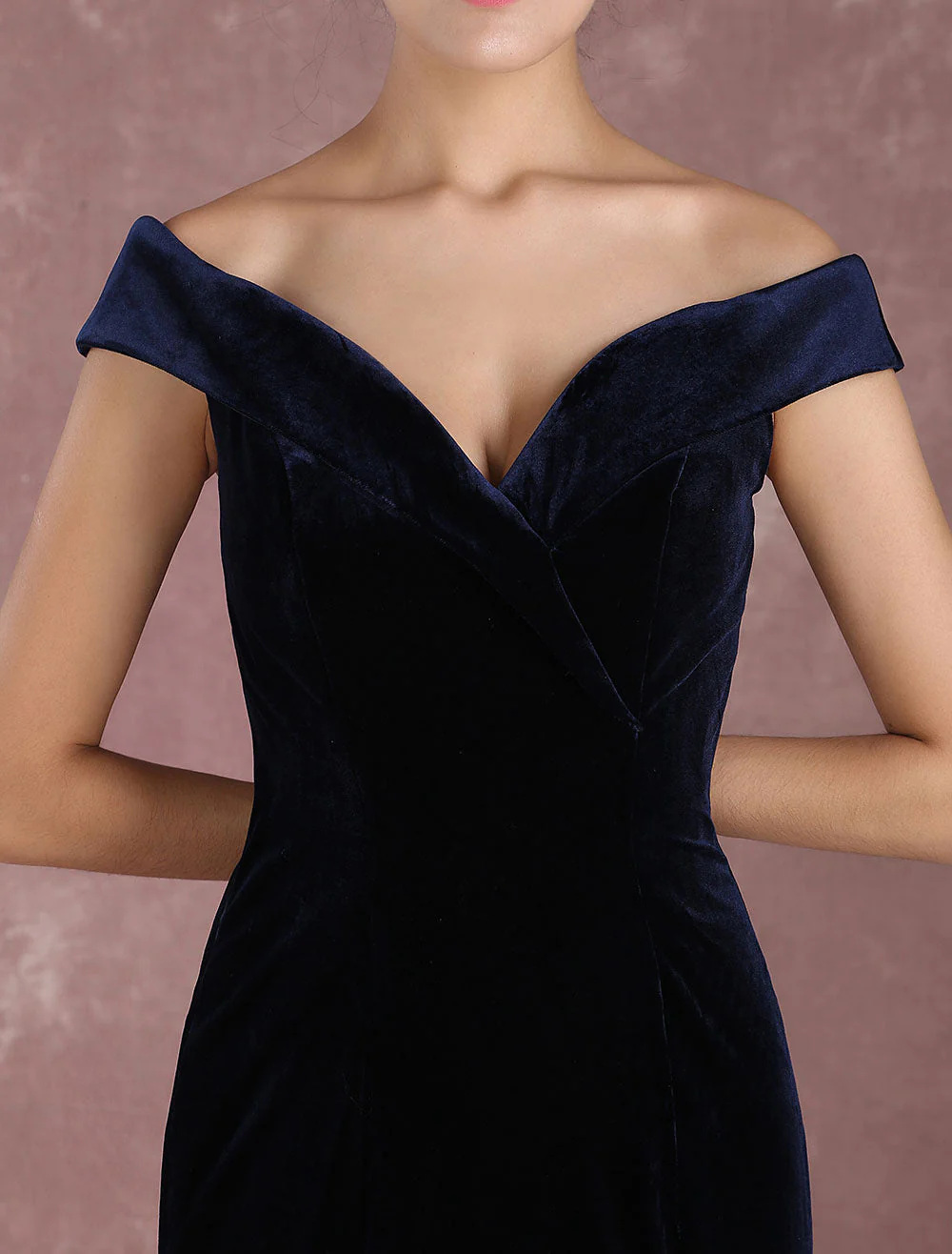 Dark Navy Slit Party Dress With Train Inspired By Taraji P. Henson - Image 12