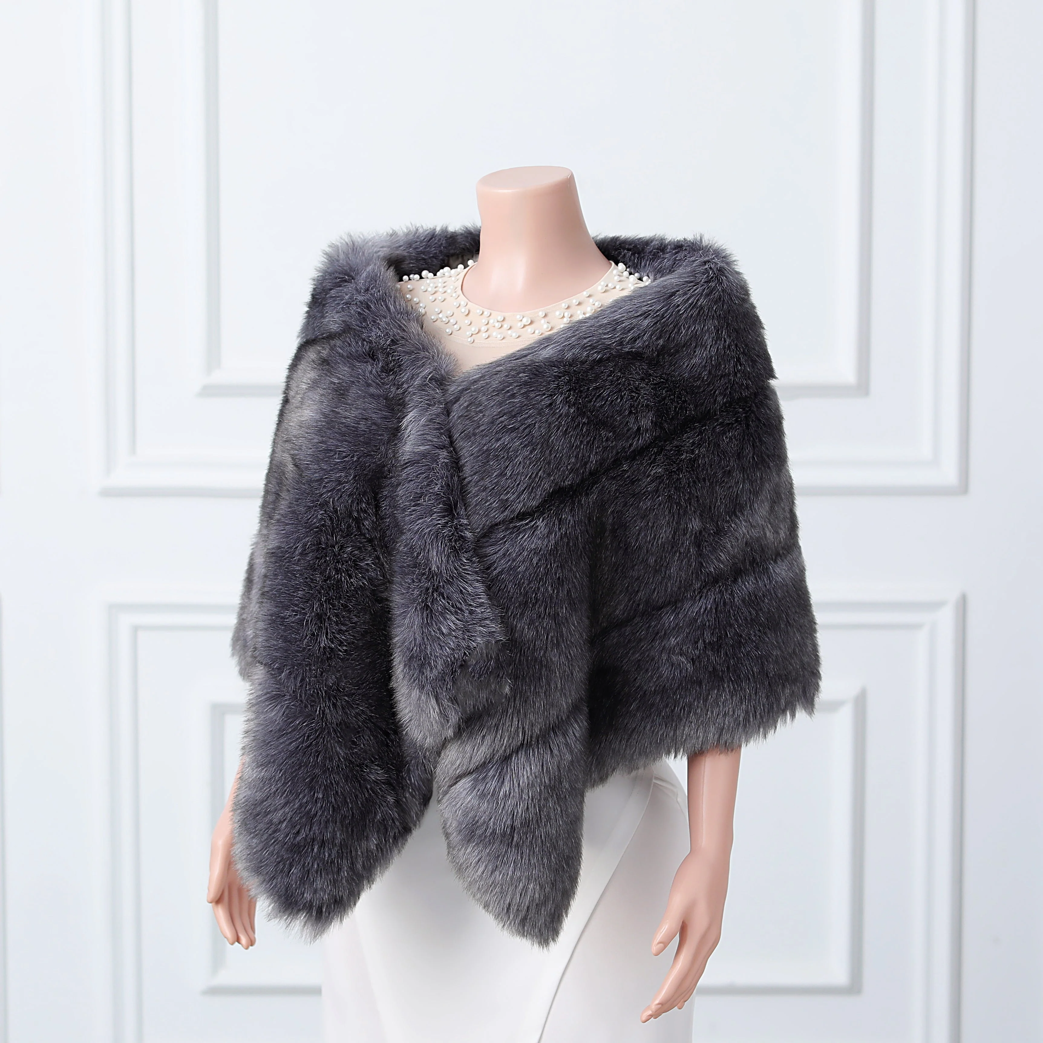 Dark silver fox three piece rectangular scarf Winter Wraps - Image 4