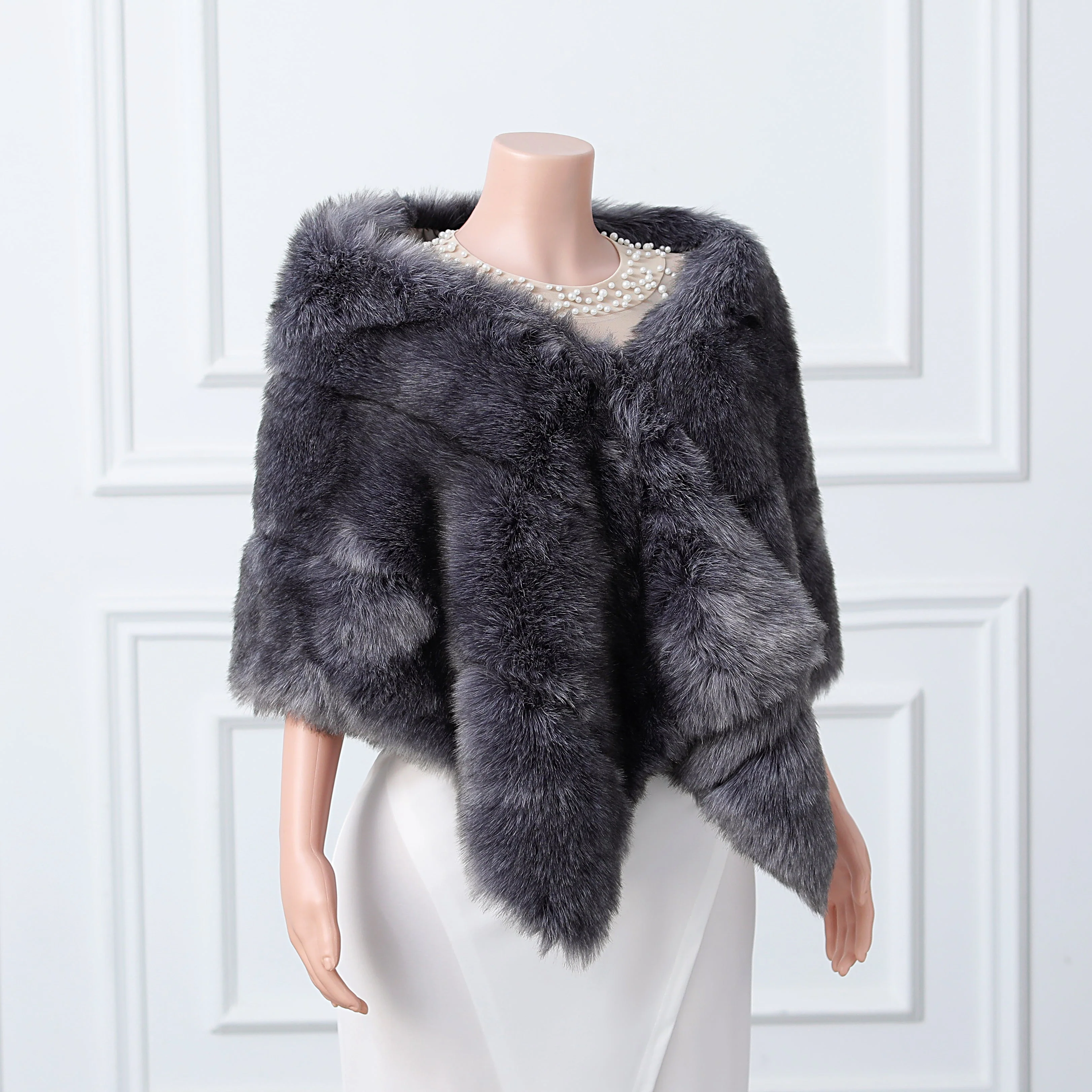 Dark silver fox three piece rectangular scarf Winter Wraps - Image 5