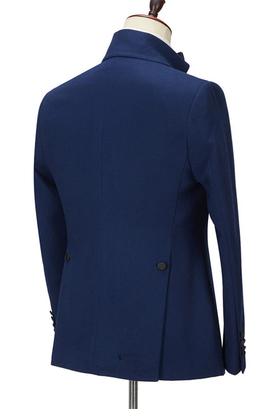 Chic Dark Navy Peak Lapel Two Pieces Classic Men Suit for Prom - Image 2