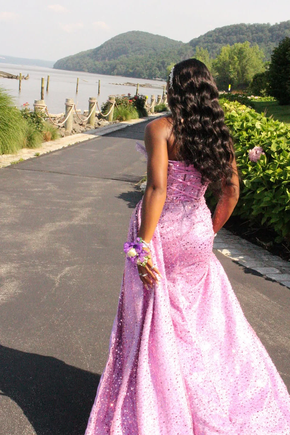 Dazzling Lilac Sweetheart Strapless Sleeveless Sequins Prom Dresses Mermaid Beads With High Split - Image 2