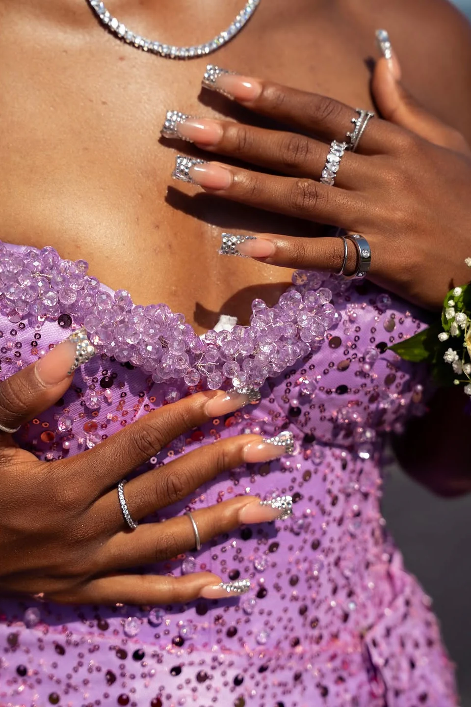 Dazzling Lilac Sweetheart Strapless Sleeveless Sequins Prom Dresses Mermaid Beads With High Split - Image 7