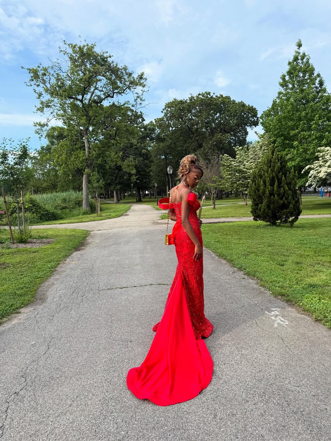 Dazzling Red Sweetheart Off-The-Shoulder Straps Prom Dresses Mermaid Column With Lace-Up Back - Image 3