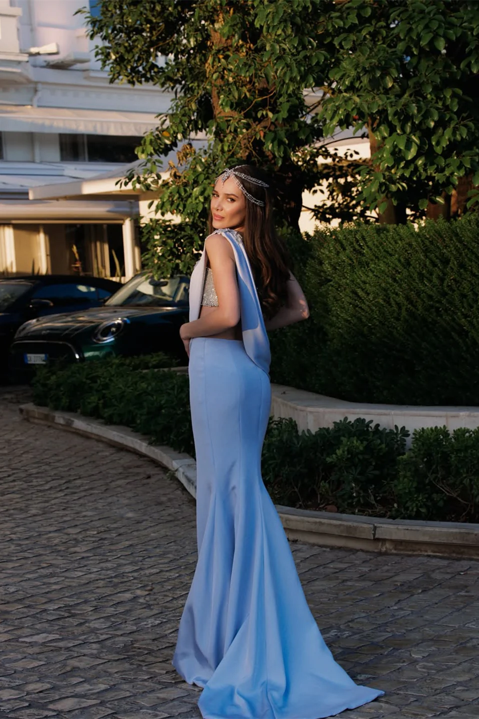 Dazzling Sweetheart Strapless Satin Mermaid Prom Dresses Sleeveless Beads With Flower - Image 4