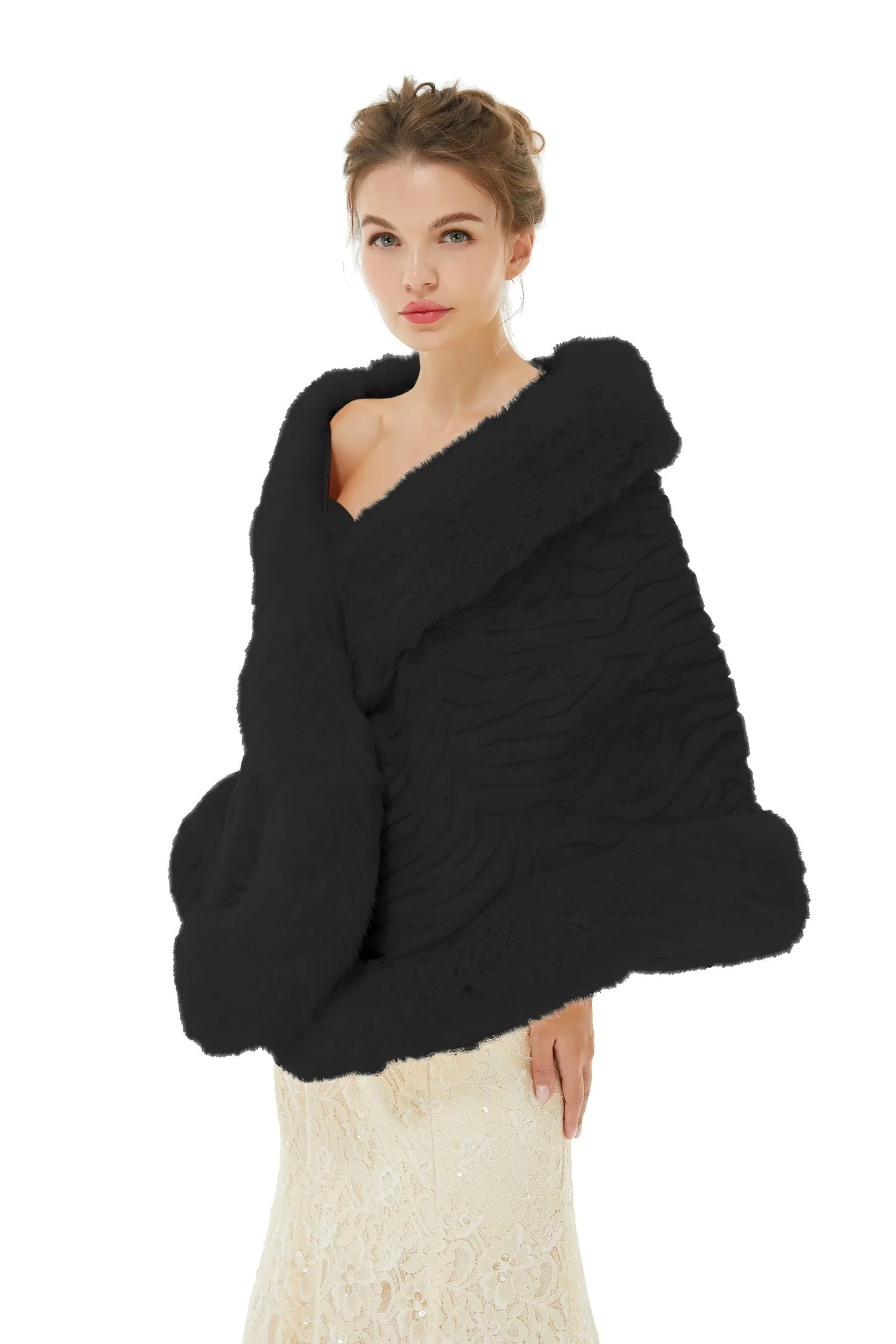 Della - Winter Faux Fur Wedding Wrap - Image 2