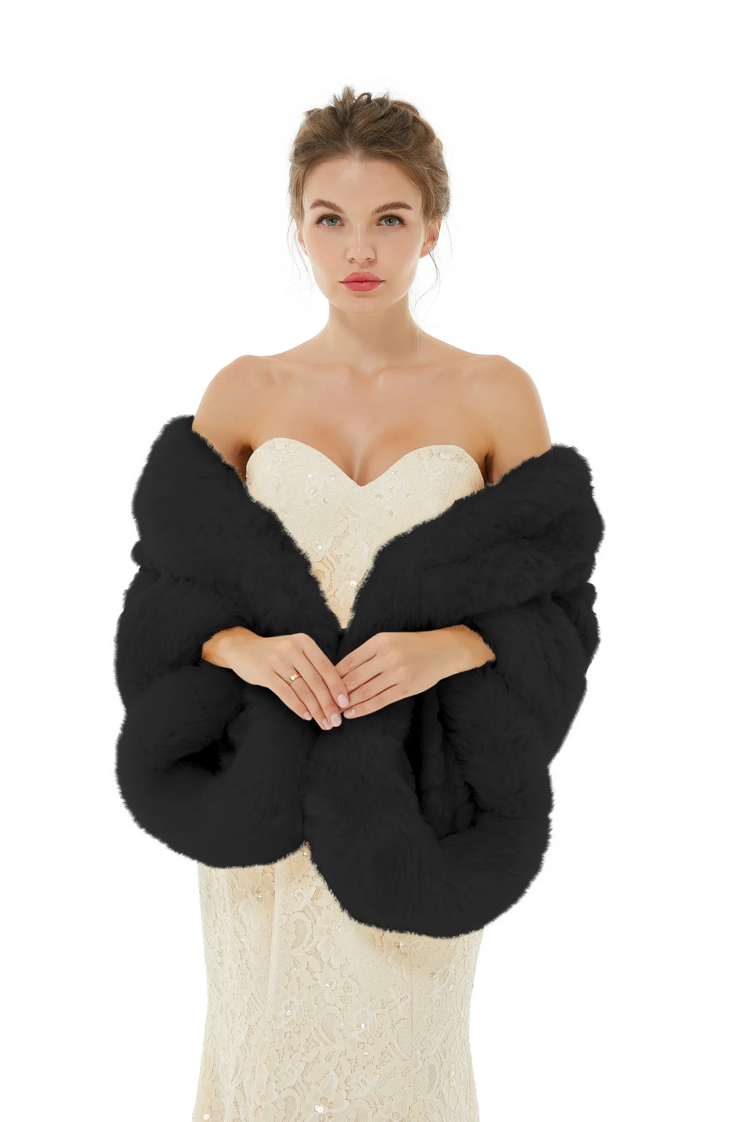 Della - Winter Faux Fur Wedding Wrap - Image 4