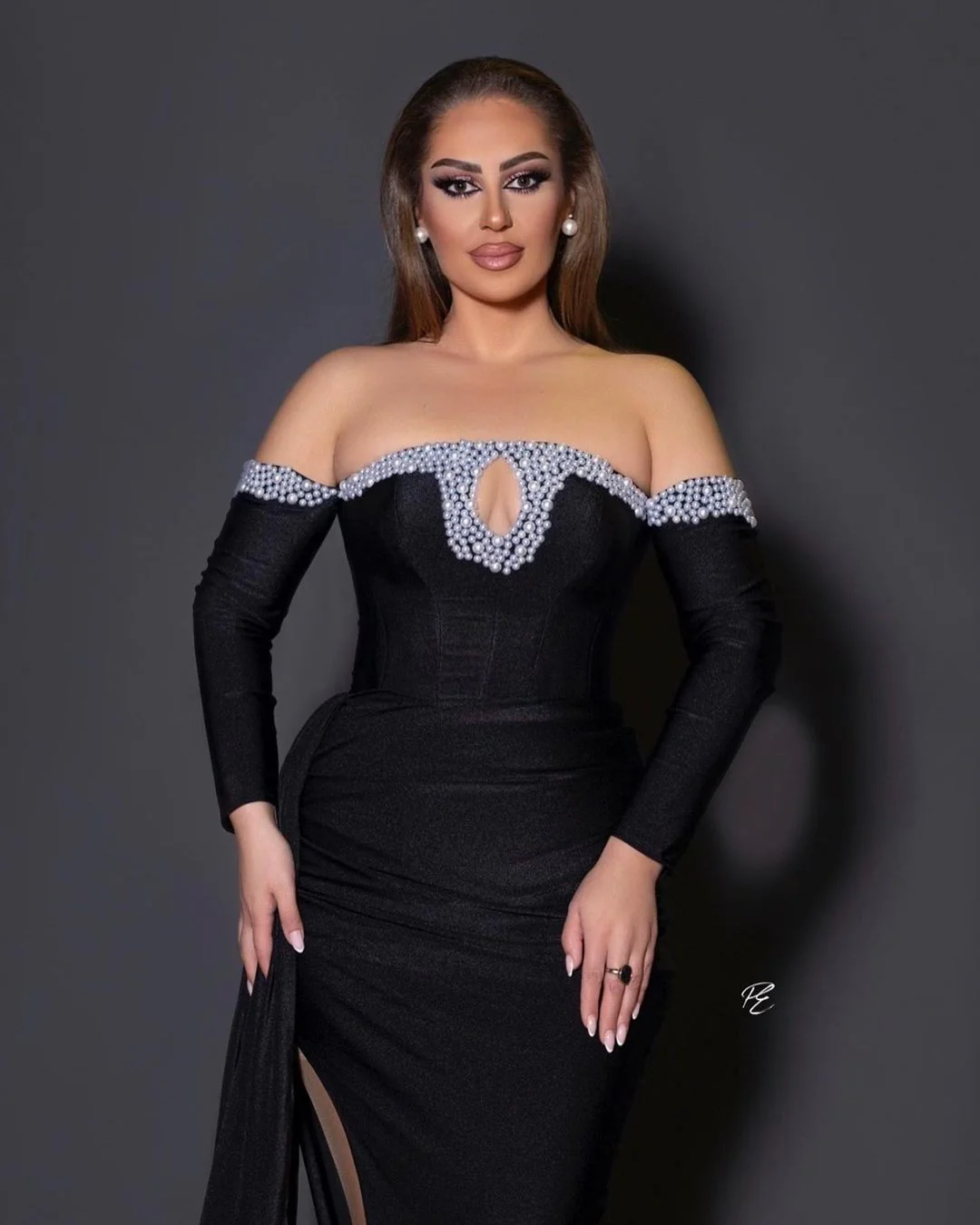 Chic Black Long Sleeves Mermaid Prom Dresses with beads - Image 3