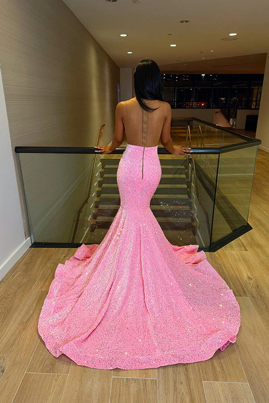 Chic Sleeveless Mermaid Sequins Prom Dresses With Ruffles Long - Image 2