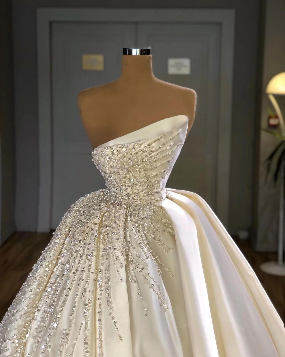 Designer Ball Gown Wedding Dress With Crystals Online - Image 2