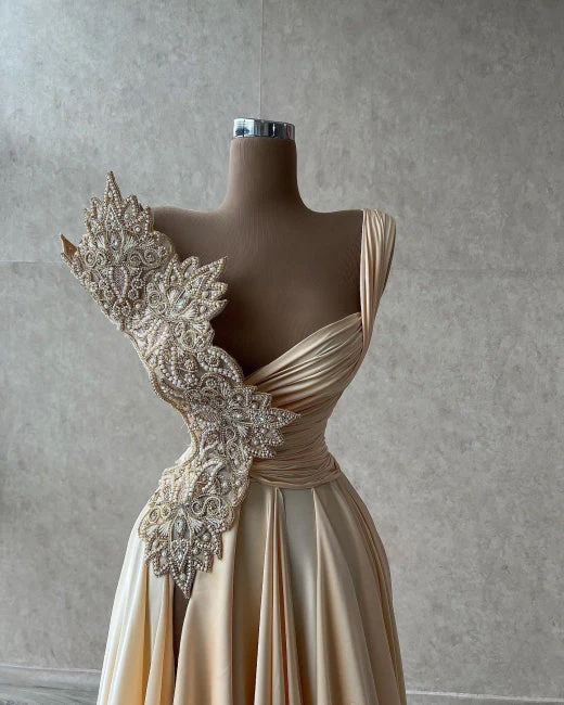 Elegant Sleeveless A-line Prom Dresses Long With Split - Image 2