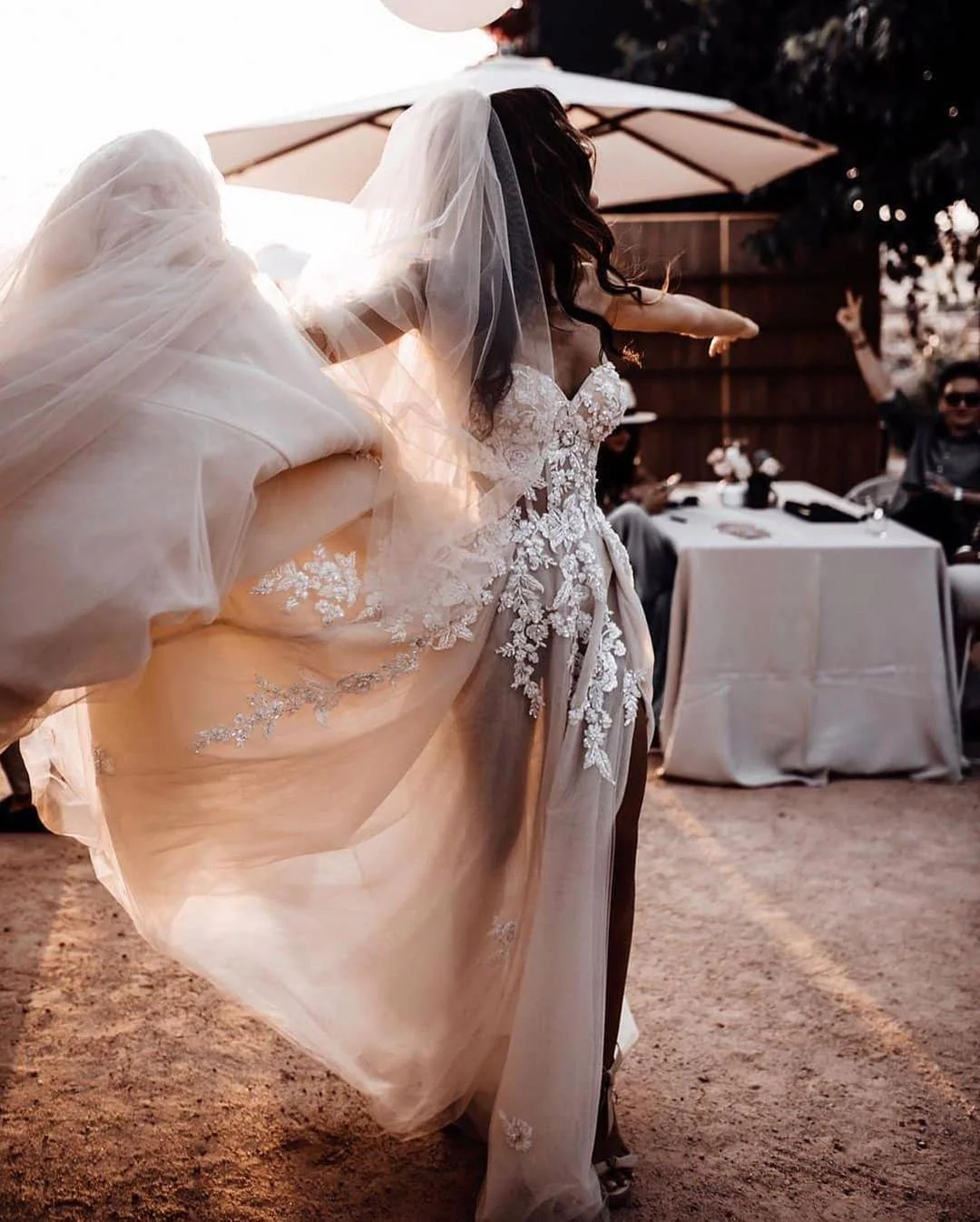 Designer Sweetheart Boho Chic Princess Tulle Lace Wedding Dress - Image 6
