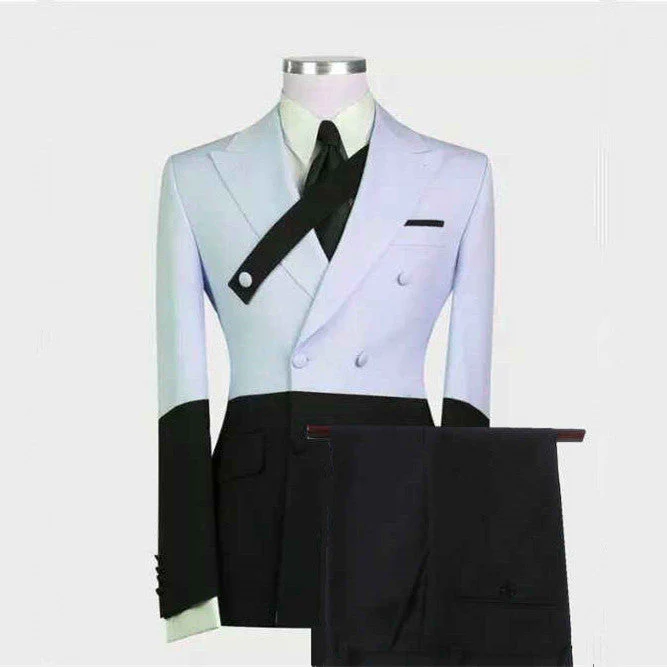 Modern Sky Blue Designer Peaked Lapel Men's Prom Suits Online - Image 2