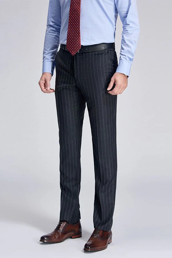 Double Breasted Mens Suits Stripes Dark Grey Suits for Men - Image 6