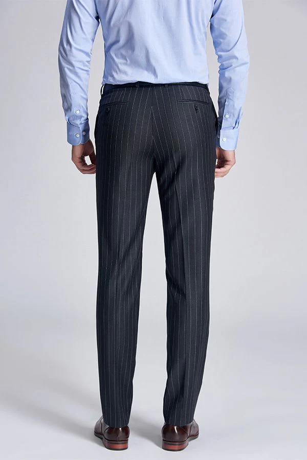 Double Breasted Mens Suits Stripes Dark Grey Suits for Men - Image 7