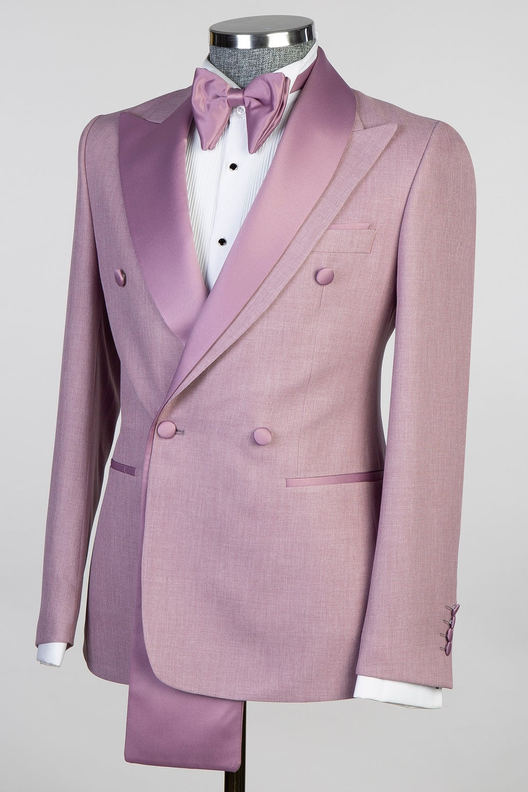 Dust Pink Double-Breasted Prom Suit with Two-Layer Lapel - Image 2