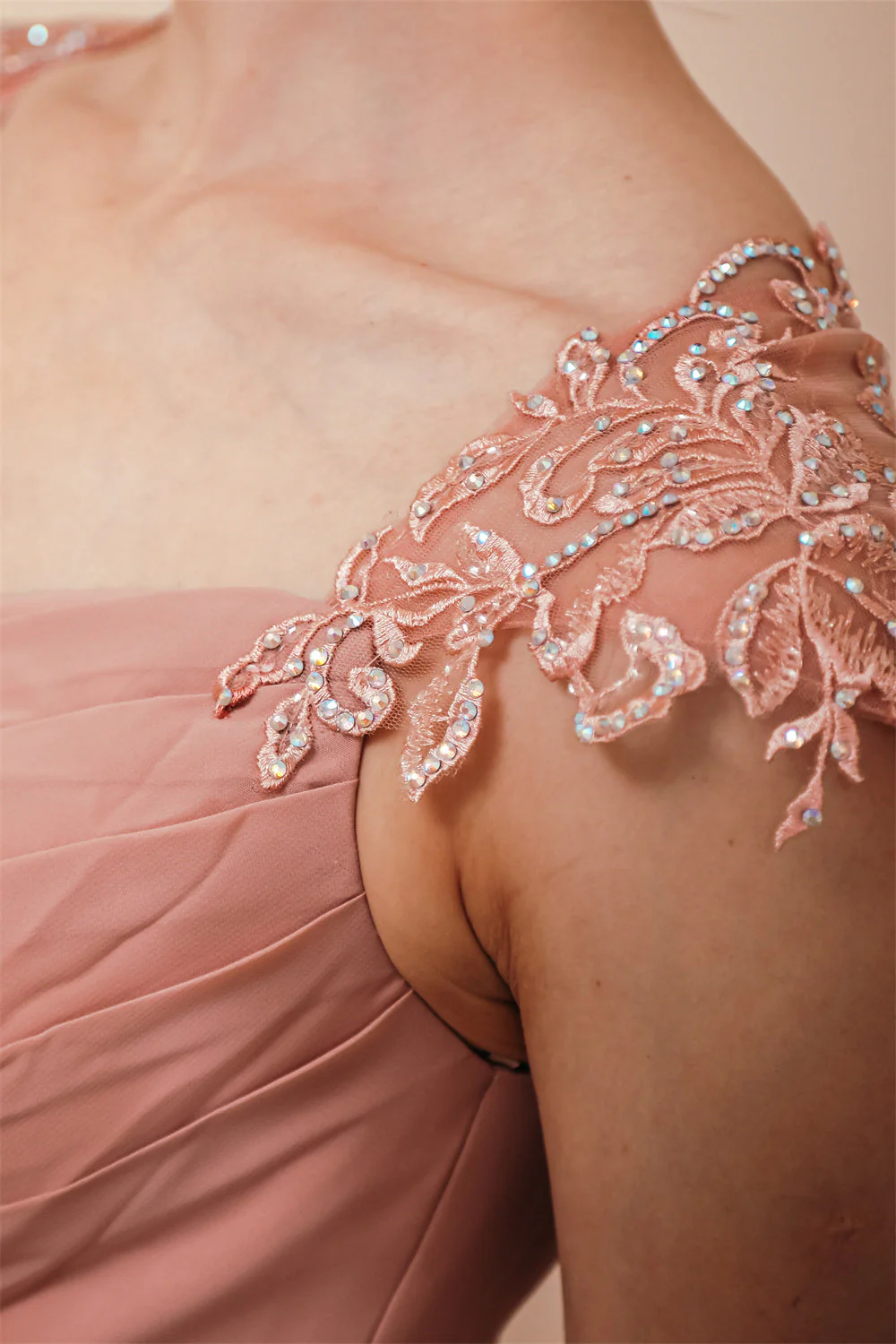 Dusty Pink Cap sleeves Chiffon Column Evening Dress - Image 6