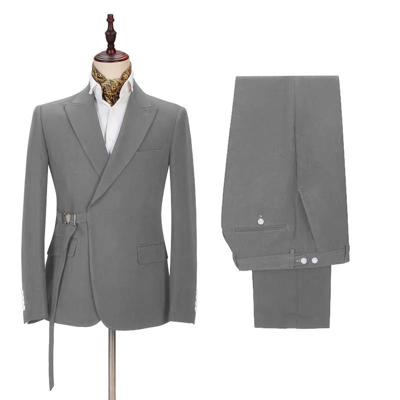 Elegant Dark Gray Men's Formal Suit Buckle Button Suit for Groomsmen - Image 2